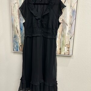 Old Navy Black Ruffle Midi Dress